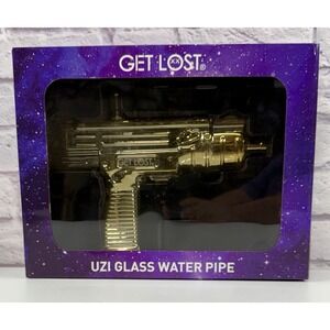 GET LOST Uzi Glass Gun Water Pipe Gold Bong *BRAND NEW*